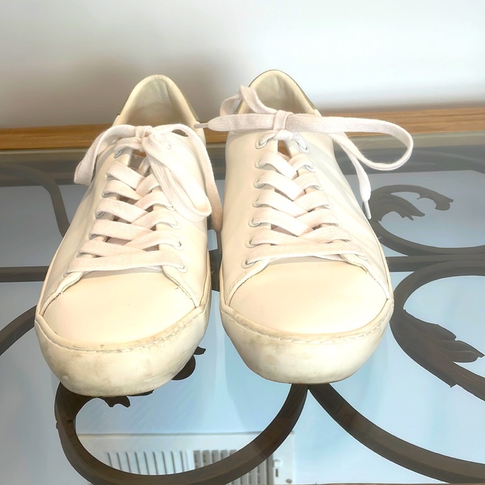 Banana Republic white and gold canvas sneakers